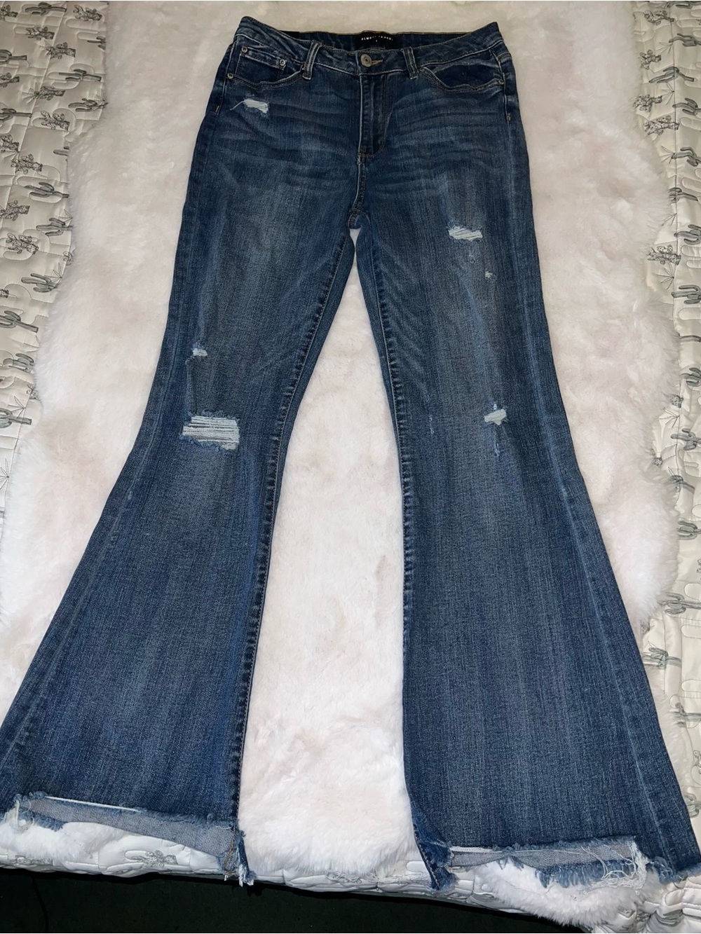 Almost Famous Dark Blue Distressed Flare Jeans
